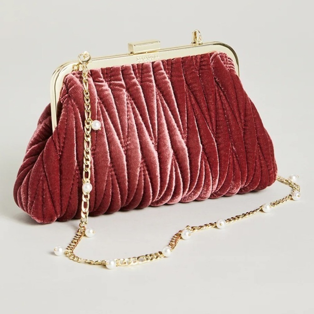 NWT Spartina 449 Velvet Dusty Mauve Southern Old-money Kiss Lock Clutch Purse - Picture 11 of 14